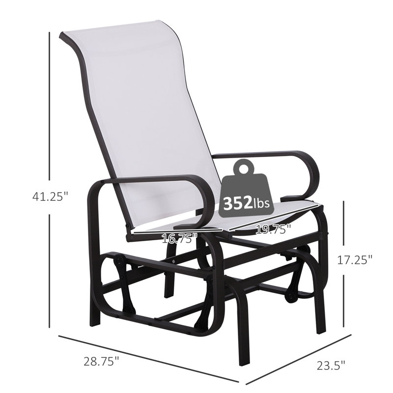 Backyard Glider Chair In Beige, Ergonomic Support, Heat- Metal, Smooth Rocker Glider, Beige - Water- Upholstery, Neck Quiet Rocking