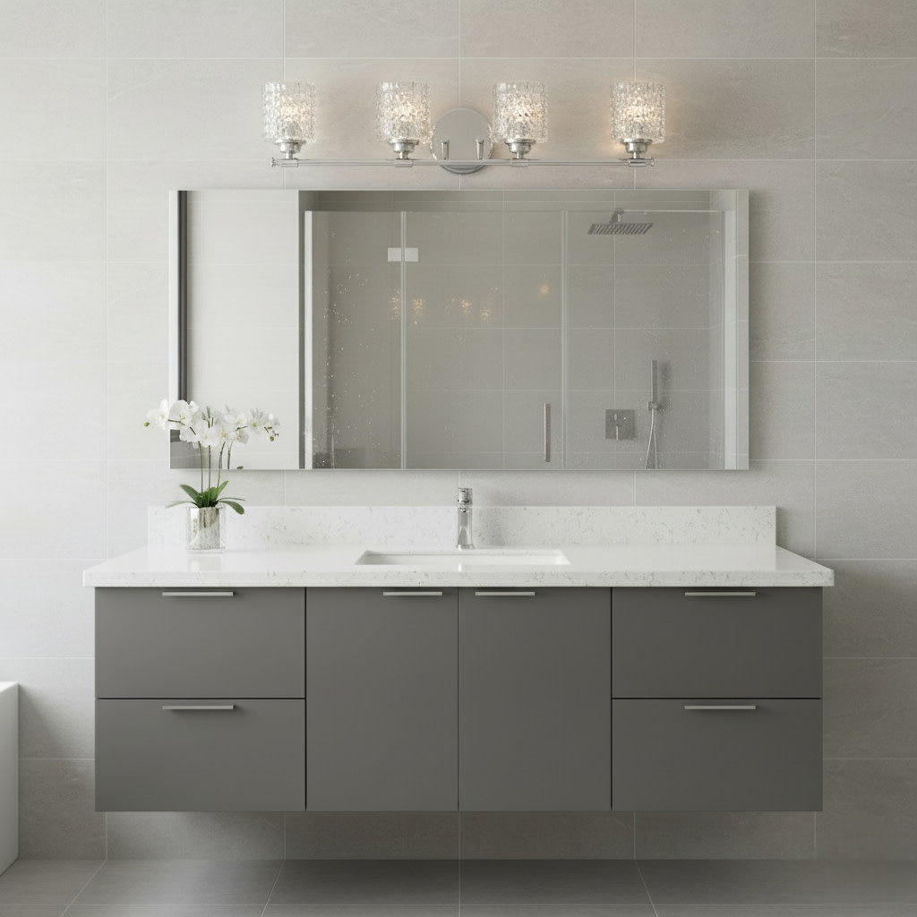 Adley 4 Light Frosted Dimmable Vanity Light, Chrome
