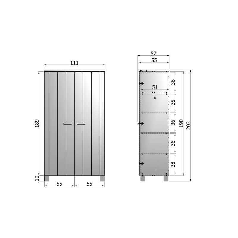 Sarcoxie 2 Door Wood Wardrobe, Concrete Grey