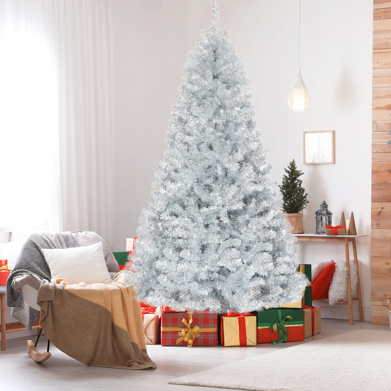 Arbre de Noël artificiel épinette argenté 7,5 pi, H 7 pi 6 po