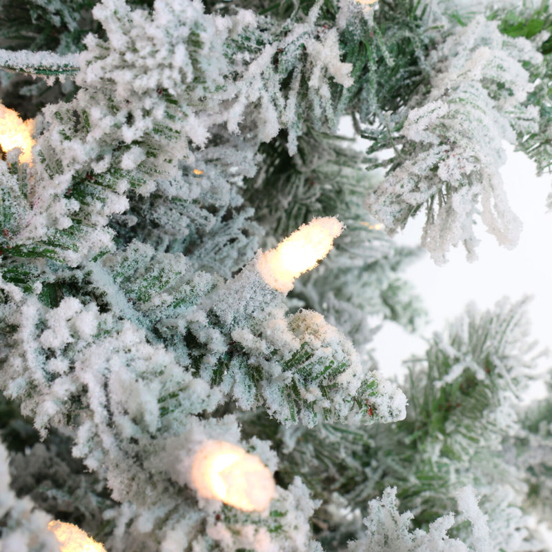 Mountain 7.5' White Pine Artificial Christmas Tree with 550 Clear/White Lights, White
