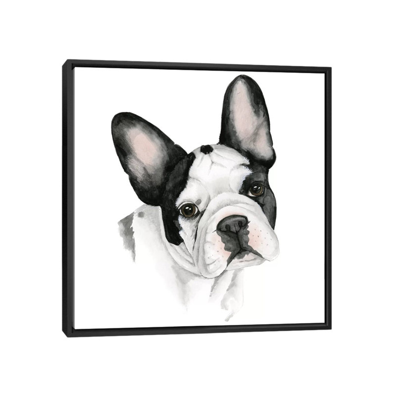 « human best friend iv », impression sur toile, H 18 po x l 18 po x P 1,5 po, Toile avec cadre noir, Pas de tapis