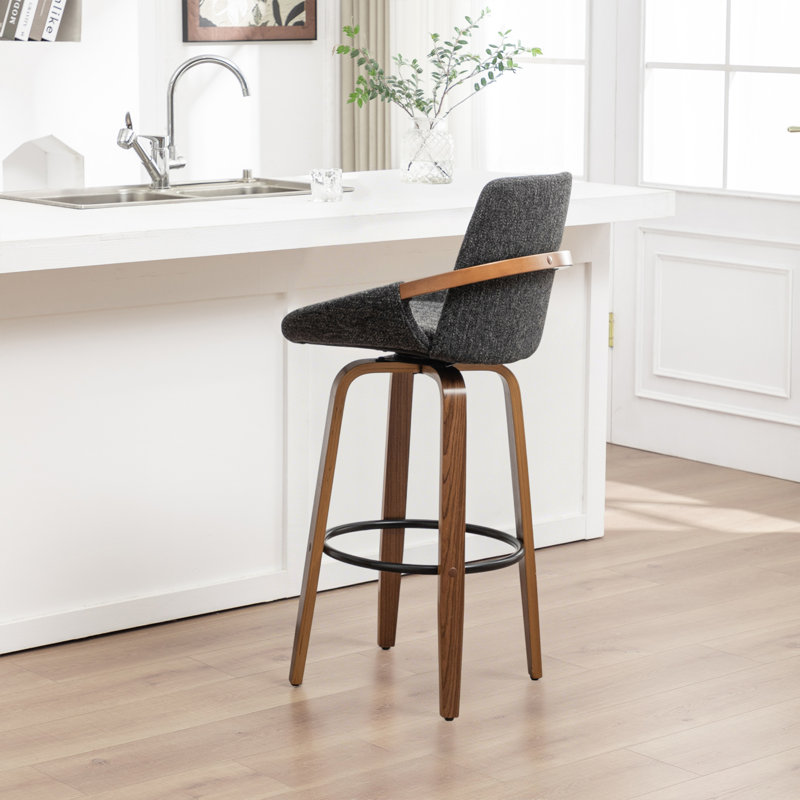 Swivel Upholstered Counter Stool, Grey, Counter Stool (63.5cm Seat Height)