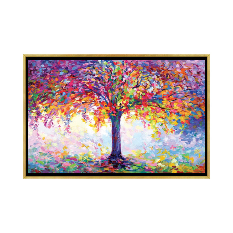 «Tree of Happiness» par Leon Devenice, Impression encadrée, H 16 po x l 24 po, Doré