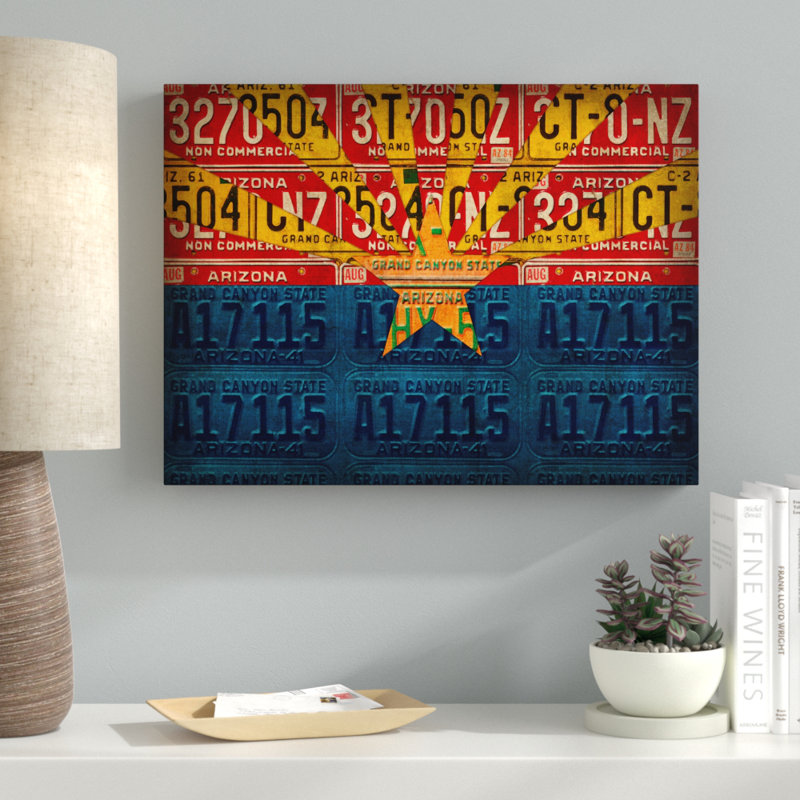 «Arizona State Flag Licence Plates» par Design Turnpike, reproduction d'art graphique sur toile, H 18 po x l 24 po