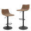 Ensemble de 2 tabourets de bar, tabourets de bar pivotants avec repose-pieds et dossier en forme de L, chaises de bar modernes à hauteur réglable, cuir rétro-322277903
