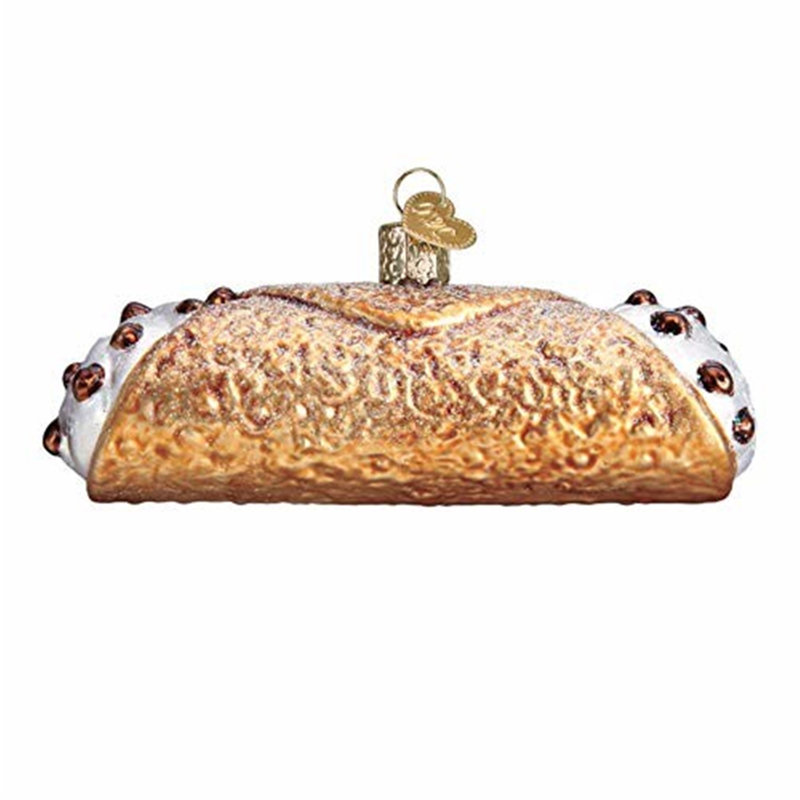 Ornement en verre soufflé pour arbre de Noël Old World, Cannoli