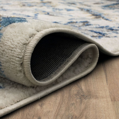 Helen Blue Floral Ornamental Medallion Area Rug