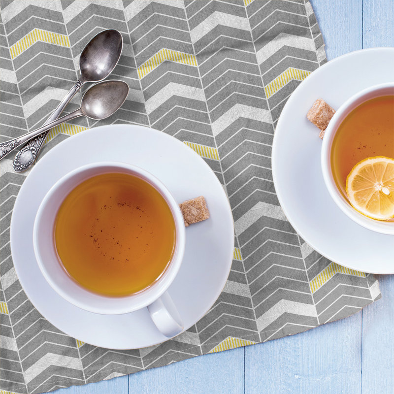 Stephenie Tea Towel Kitchen Towel, Gray/Yellow, Cotton Twill