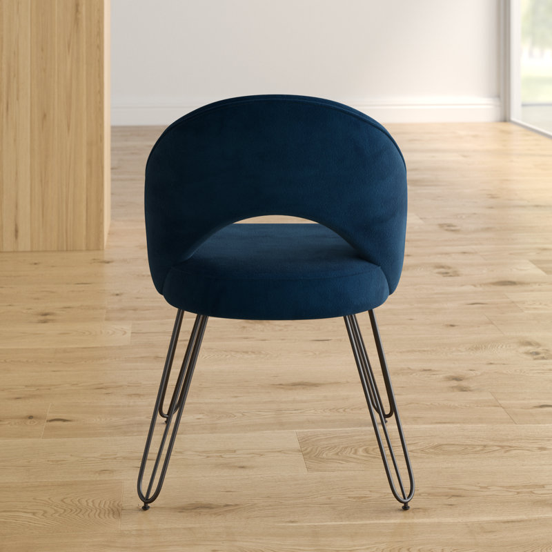 Lisbon 18'' H Velvet Upholstered Side Chair, Navy
