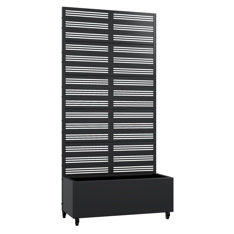 Boîte à fleurs en métal avec treillis et roues H 72 po x l 16 po, H 72 po x L 35 po x l 16 po