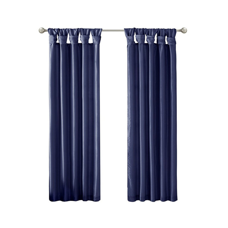 Twist Tab Lined Window Curtain Panel Navy 50X84"
