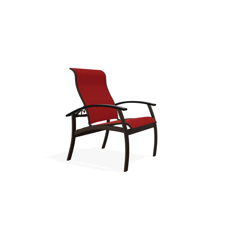 Chaise de patio Askar, Rouge 1D Sunbrella®, Noir, Kona texturé