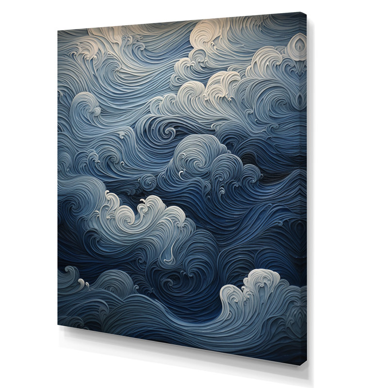 «Coastal Wave dénouant l'horizon sur toile», H 32 po x l 16 po x P 1 po, Toile tendue