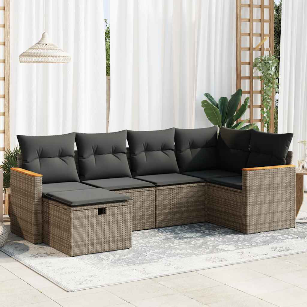 Vidaxl 6-Tlg. Garten-Sofagarnitur Mit Kissen Beige Poly Rattan