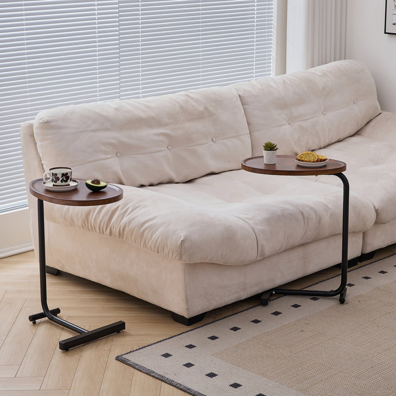 2 pièces, table d'appoint en forme de C brun, petit canapé pour petits espaces, salon, chambre à coucher, 2