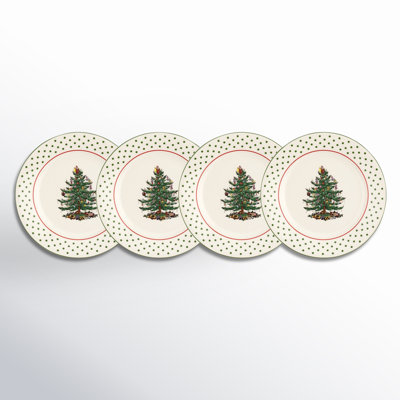 Spode Christmas Tree Polka Dot Dessert Plates