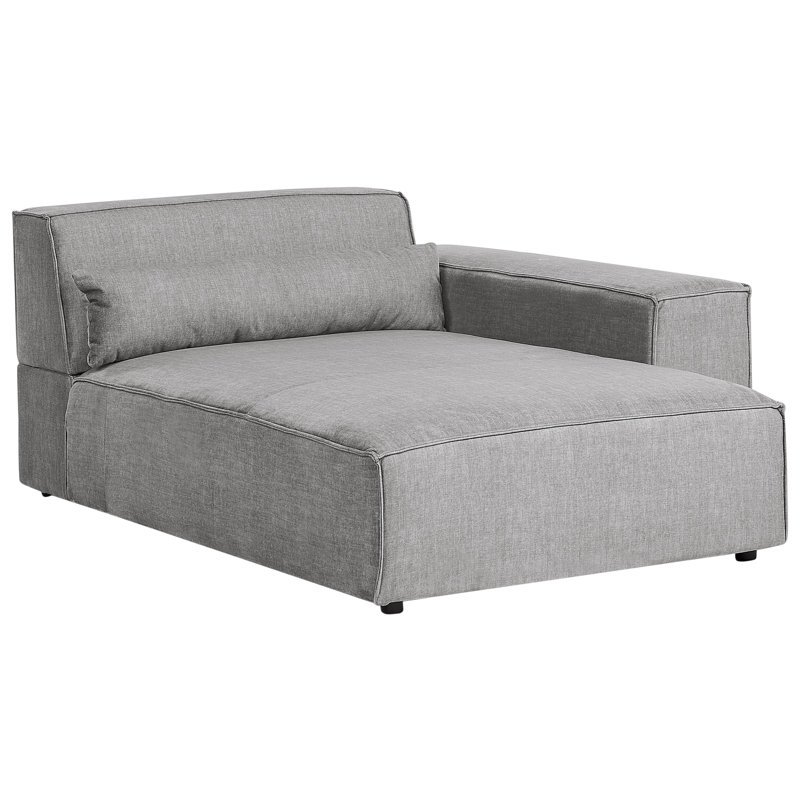 Netanya Upholstered Chaise Lounge, Grey Fabric, Right Hand Facing