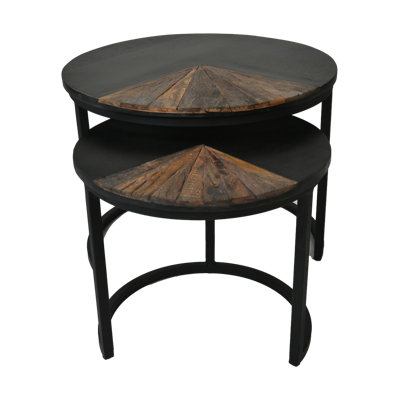 Coffee Table Ronin Set Of 2 -  60x45/45x40 - Natural/Black - Mangohout/Metal