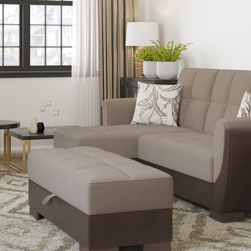 Repose-pieds avec rangement Primenest Skyhaven, Chenille brun