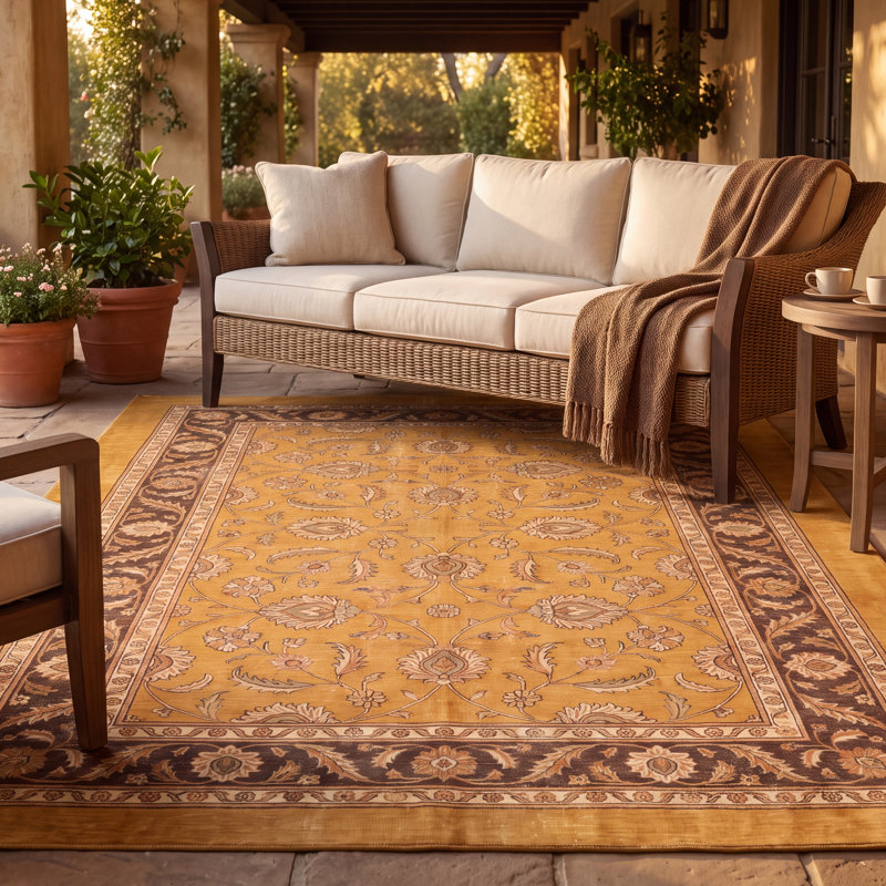 Tapis Laurel2 traditionnel surteint uni orange, vert et crème, lavable à la machine, antidérapant, à poils courts, pour l'intérieur et l'extérieur, adapté aux animaux domestiques, idéal pour le salon, la chambre, la salle à manger, l'entrée, le corridor ou le bureau.