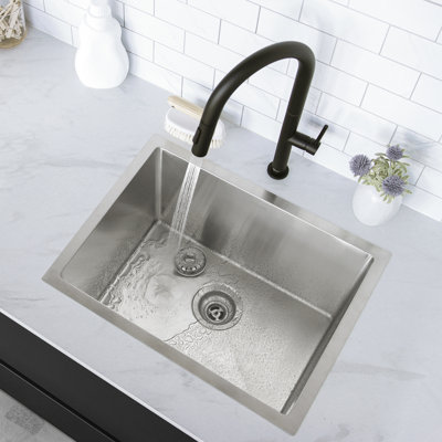 Azuni Undermount or Drop-In 22" Single Bowl Stainless Steel Laundry Sink with Strainer