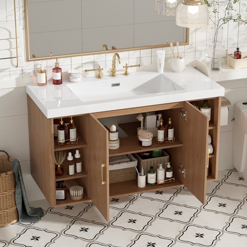 Ensemble de meuble-lavabo mural contemporain en bois aggloméré 42 po 19,69 x 23,5 po Contemporary
