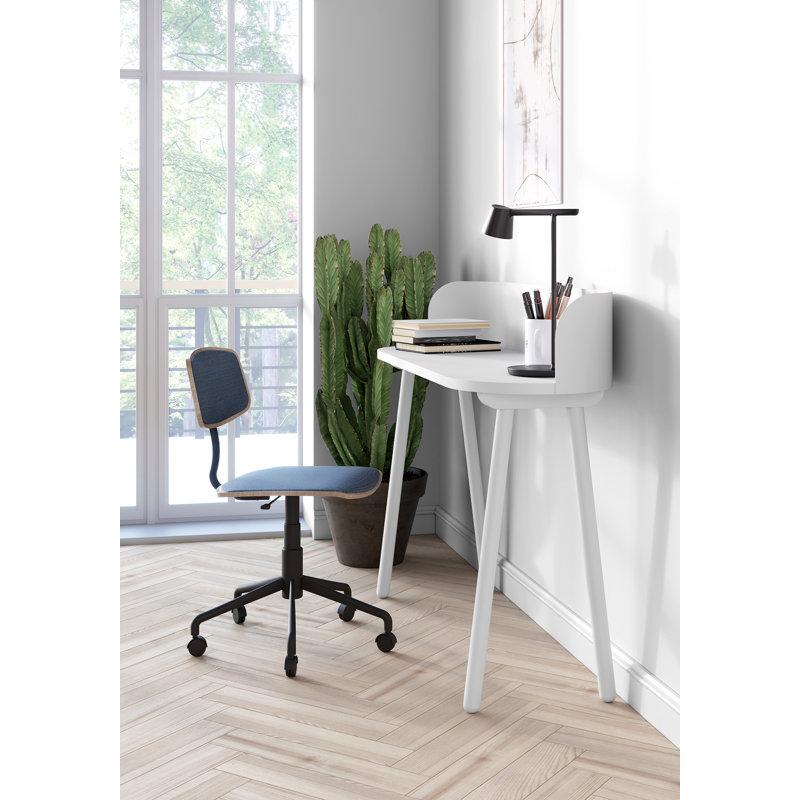 Eta Oval Solid Wood Base Writing Desk, White, White