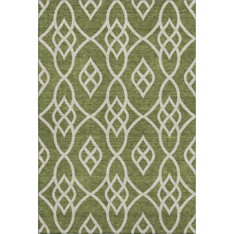Premium Machine Washable Prisco Olive Rug