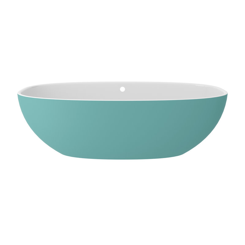 Barcelona Freestanding Soaking Bathtub, 70" L x 34" W, Pastel Turquoise
