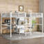 Lit mezzanine simple et simple en métal avec bureau double, armoire, tablettes et prise de courant intégrée-1747329328