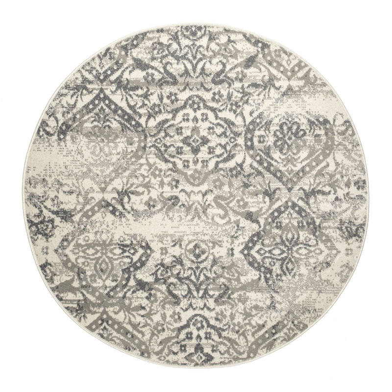 Simons Oriental Power Loom Performance Gray/Beige/Cream Rug, Round 8'