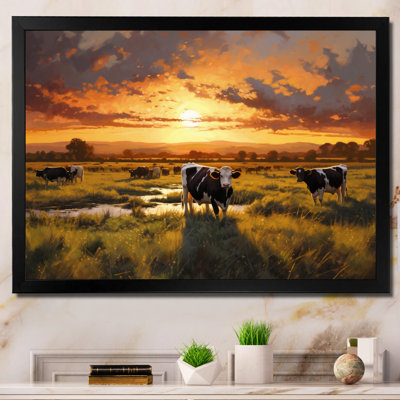 «Ahuli Cows At Farm Landscape I», reproduction rectangulaire sur toile