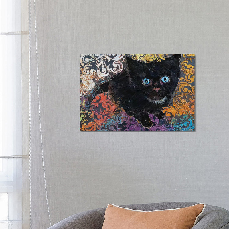 Little Black Kitten 1 Piece Wrapped Canvas Painting, 66.04 cm H x 45.72 cm W x 3.175 cm D
