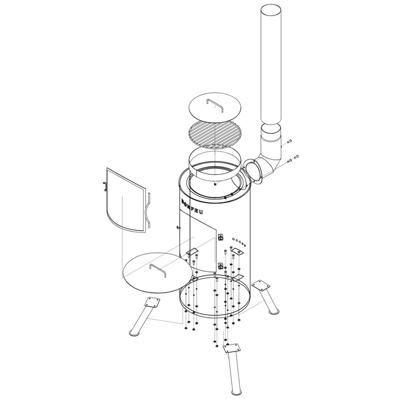 Triangle Steel Chimnea, Orange