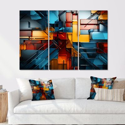 «Cubism Vivid Collage I» - ensemble d'art mural cubisme