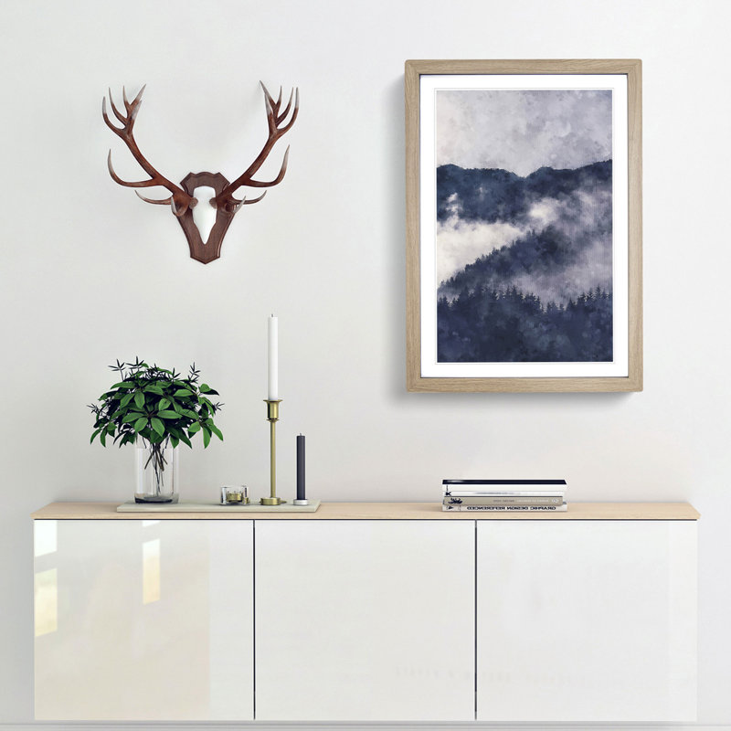Waxing Moon over the Forest - Picture Frame Painting Print, Oak Framed, 87cm H x 62cm W x 2cm D