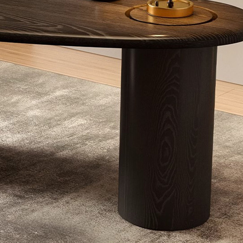 Bureau courbé en bois massif noir
