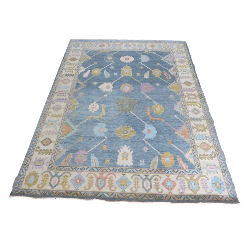 Tapis oriental bleu denim noué à la main 9 x 11 pi 9 po 63CCA3410A784D6785439B3C11F321A6