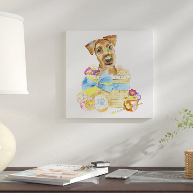 « pâques pup iii », reproduction d’impression sur toile, H 26 po x l 26 po x P 1,5 po, Toile tendue, Pas de tapis