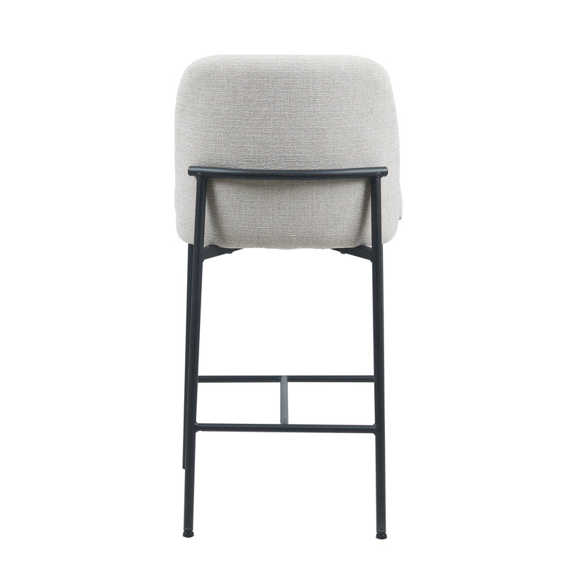 Angelick Jack Upholstered Metal Frame Counter and Bar Stools, Beige/Black