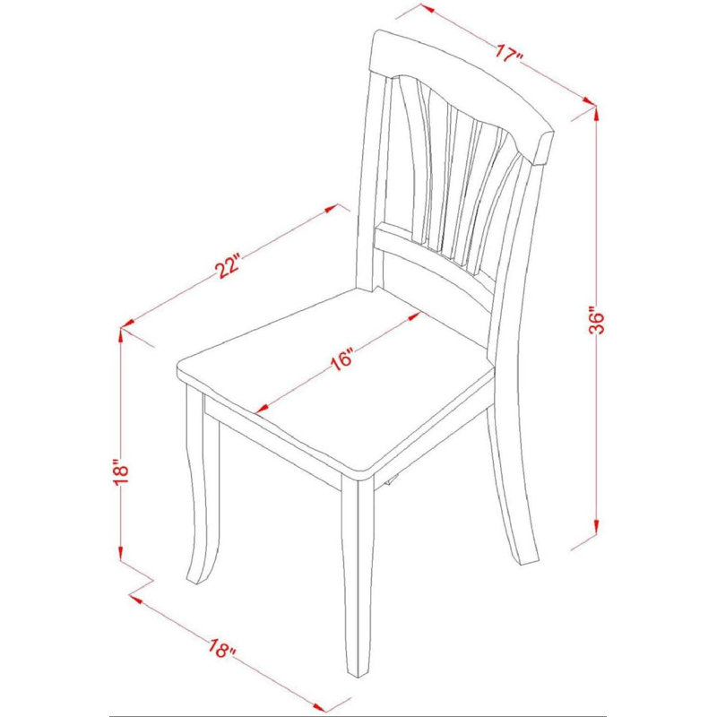 Chaises de salle à manger Avon - Chaises en bois à dossier à lattes, ensemble de 2, brun selle, Brun selle, En bois
