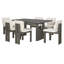 Ensemble de table de salle à manger rétro 7 pièces pour 6 personnes, ensemble de table de salle à manger en bois de 60 po pour 6 personnes avec chaises rembourrées et base à tréteaux conçue pour la cuisine et la salle à manger (ensemble de salle 