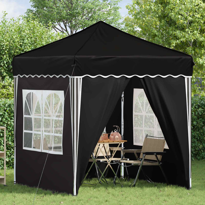 Vidaxl Pop-Up Party Tent Oxford Fabric Canopy Event Shelter Outdoor Gazebo, Black