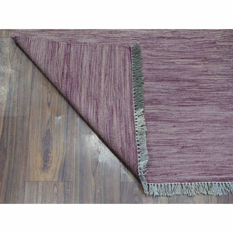 Tapis de la zone en laine de couloir 2 pi 8 po x 16 po one-of-kind-noué la mauve