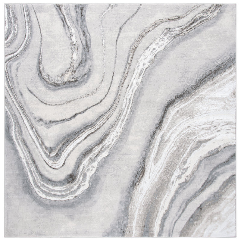 Tapis gris / ivoire Arva, Carré 5 pi
