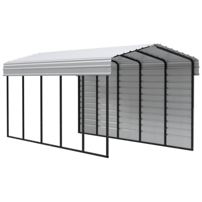 Abri d'auto en acier avec 1 ensemble de parois latérales, 10 x 24 x 9