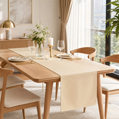 Chemin de table 3 pièces 12 x 72 pouces en polyester de couleur unie, foulard de table lisse résistant aux taches en bleu marine, beige et gris, décor de table moderne simple pour les dîners, les mariages et les tables de salle à manger de cuisine à domicile