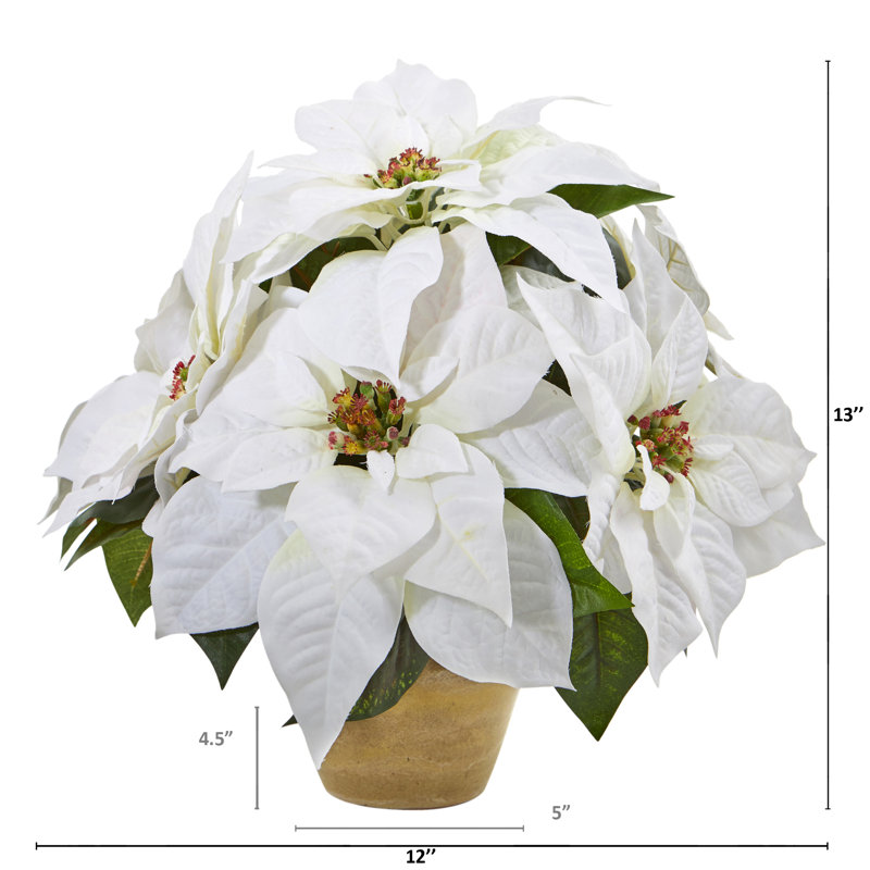 Arrangement floral artificiel poinsettia à vase