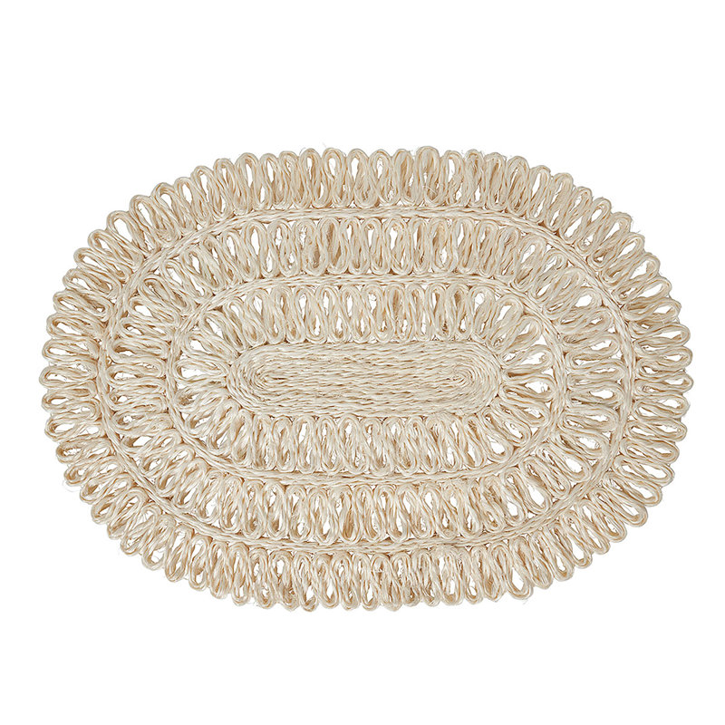Straw Loop Oval Placemat, Whitewash